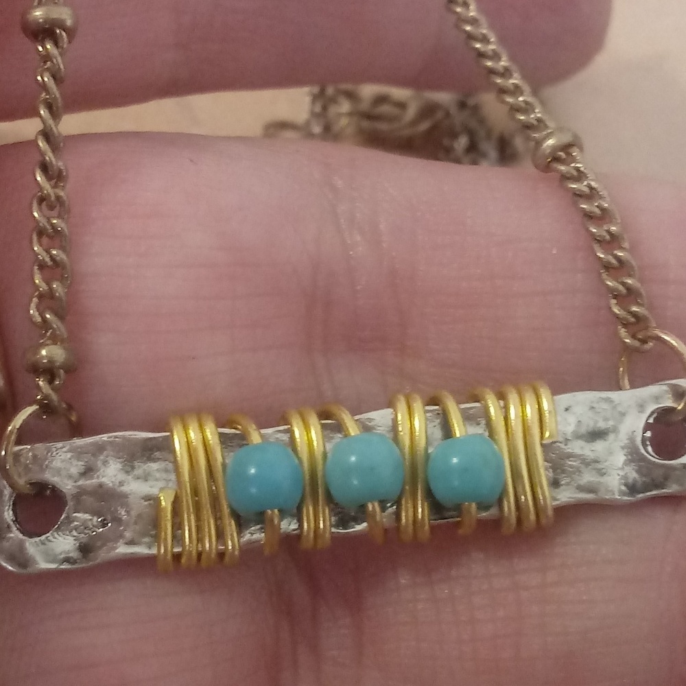🍁Jane Marie Wire Wrapped Bar Necklace New